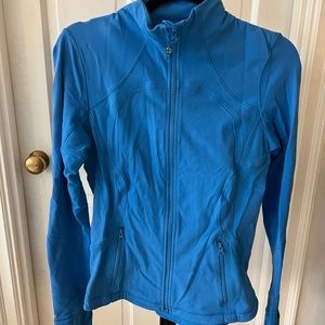 Lululemon fitted athletic jacket, bright blue color